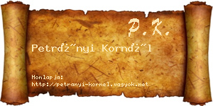 Petrányi Kornél névjegykártya