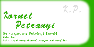 kornel petranyi business card
